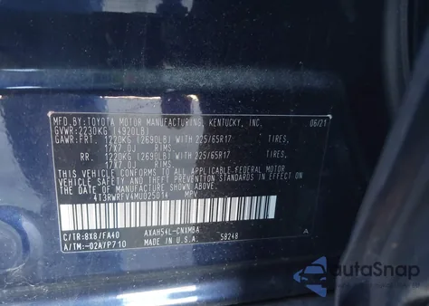 2021 Toyota Rav4 Hybrid Xle z USA, uszkodzony, nr VIN 4T3RWRFV4MU025014